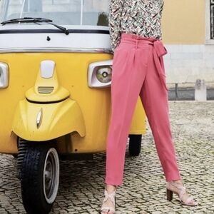 Boden Women's Melina Pink Paper Bag Waist Trouser Pants Size 6